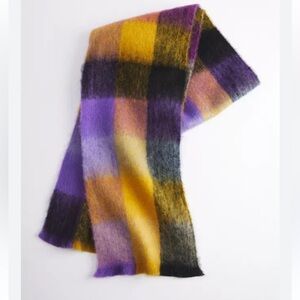 Urban Outfitters bold check purple yellow black scarf